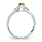 14K White Gold Polished Diamond and Peridot Fashion Ring