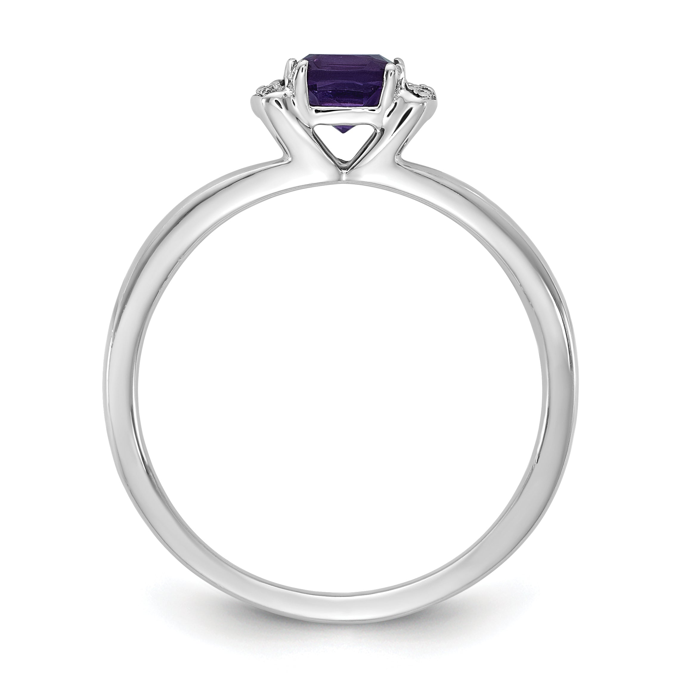 14K White Gold Polished Diamond and Amethyst Fashion Ring Secondary image