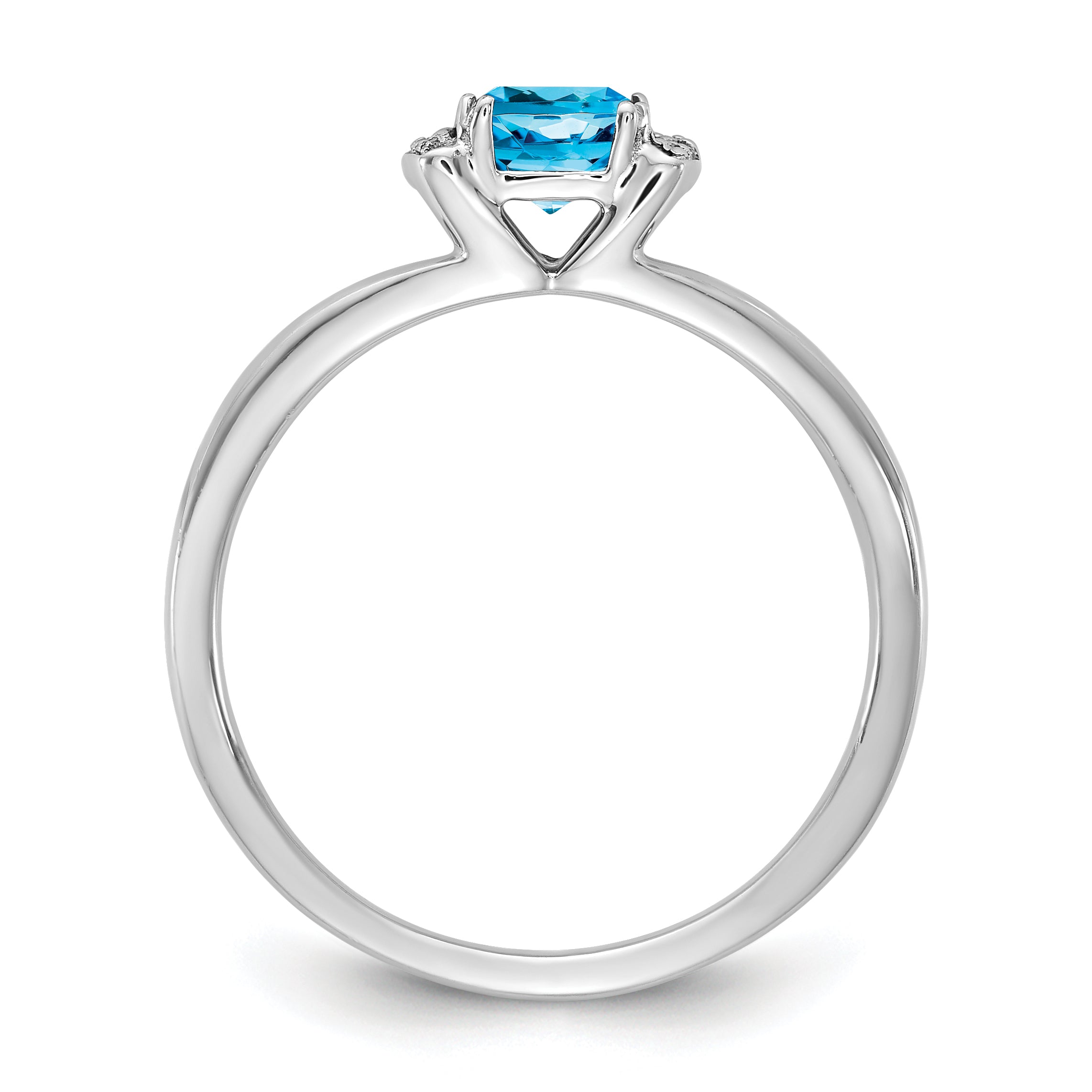 14K White Gold Polished Diamond and Blue Topaz Fashion Ring Secondary image