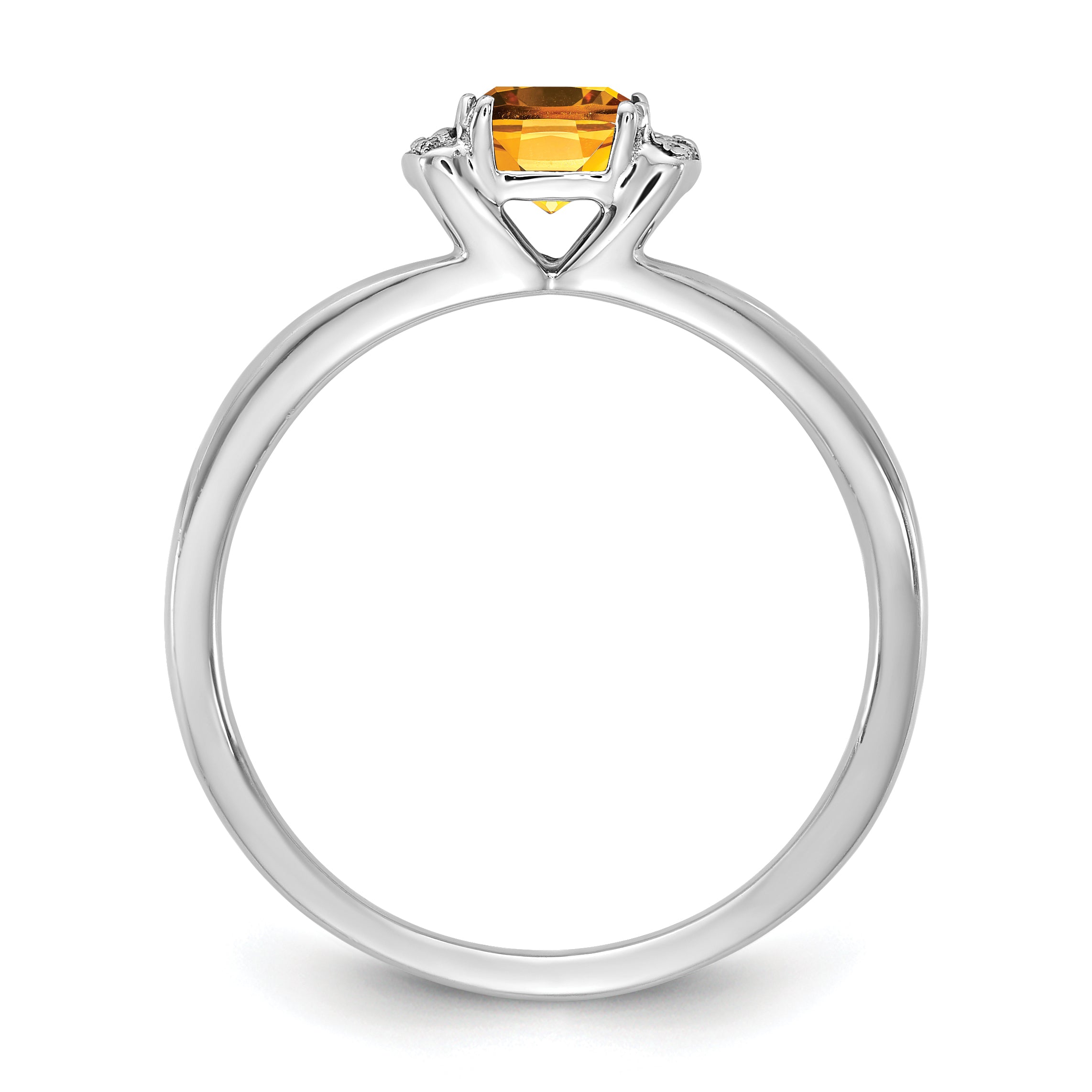 14K White Gold Polished Diamond and Citrine Fashion Ring