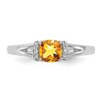 14K White Gold Polished Diamond and Citrine Fashion Ring
