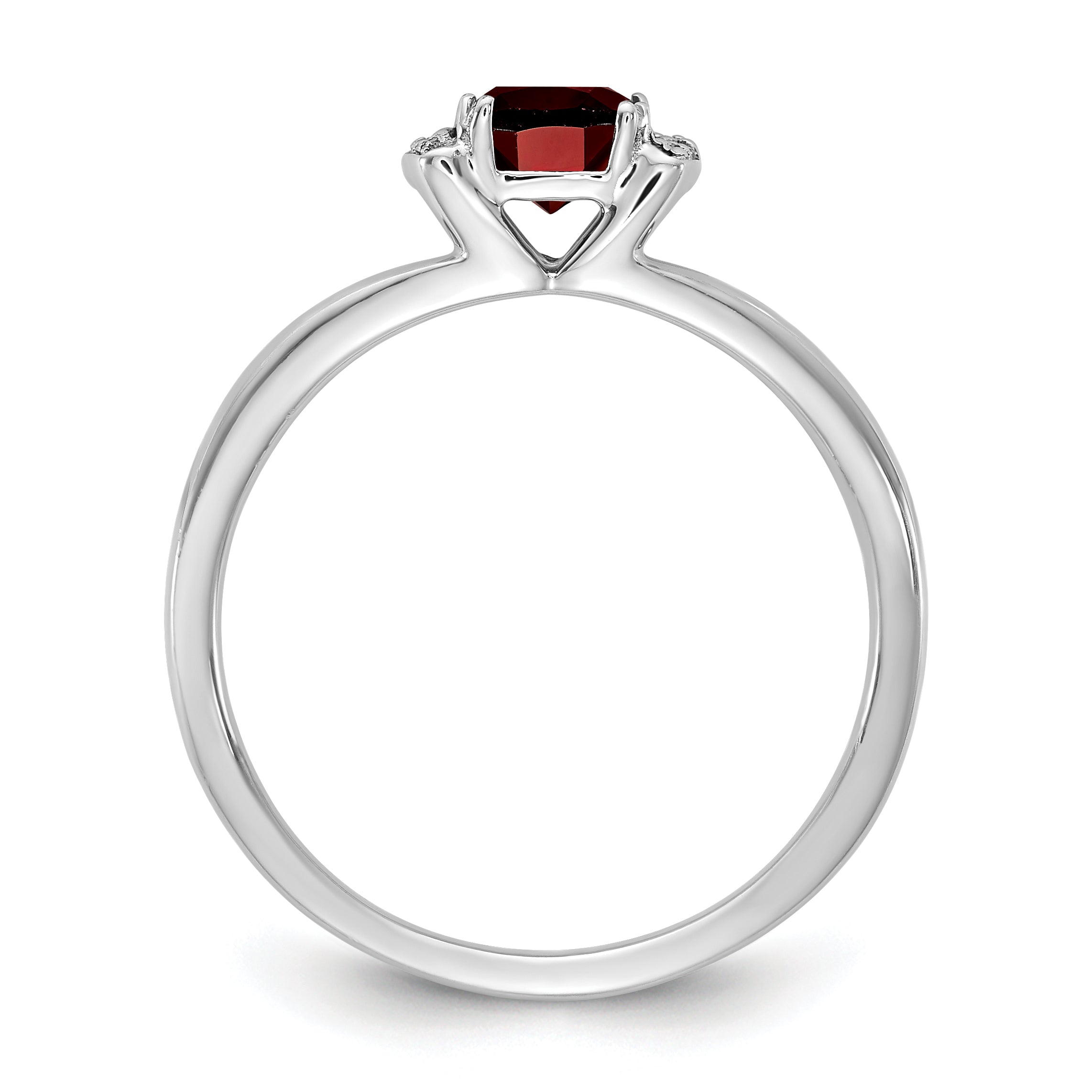 14K White Gold Polished Diamond and Garnet Fashion Ring Secondary image