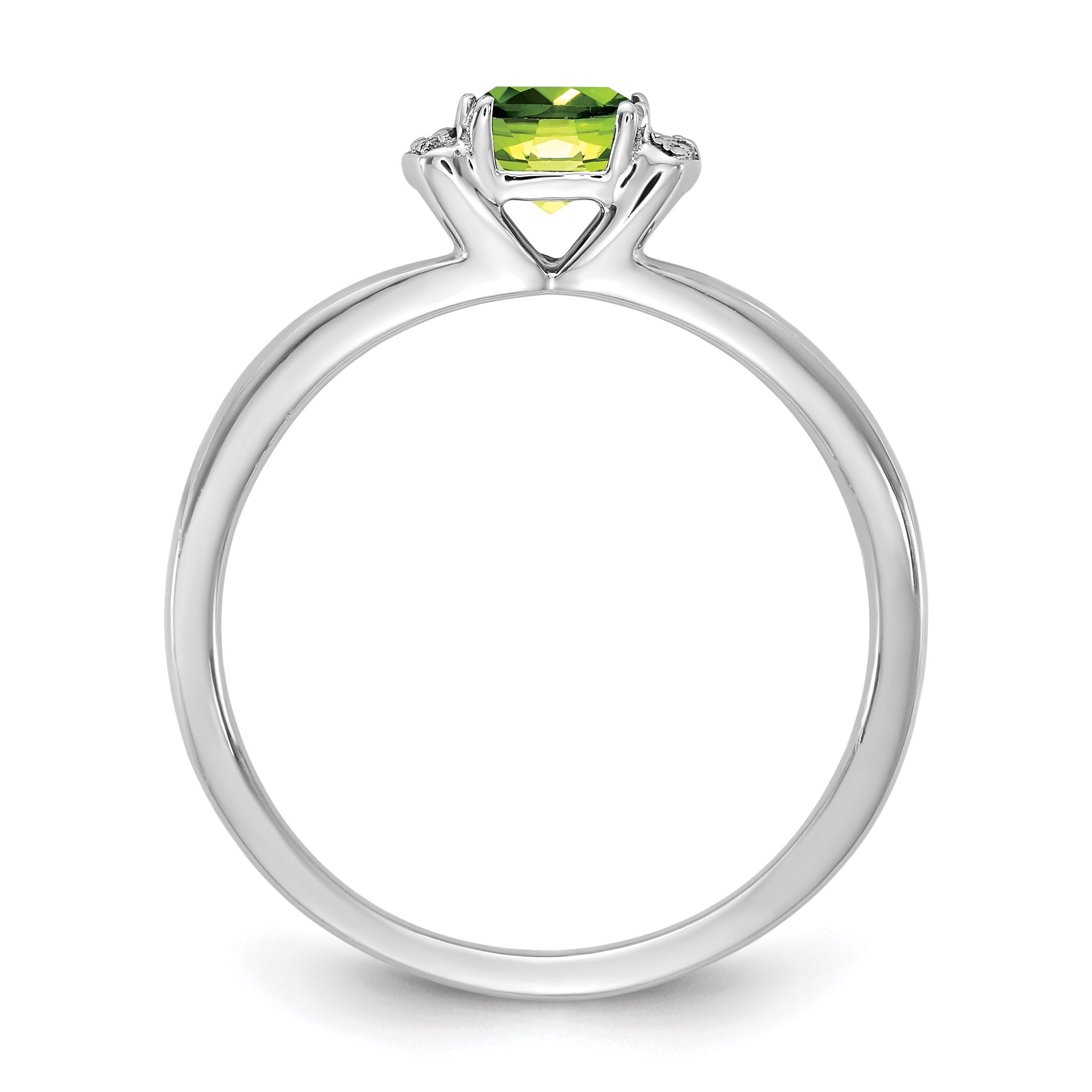 14K White Gold Polished Diamond and Peridot Fashion Ring Secondary image