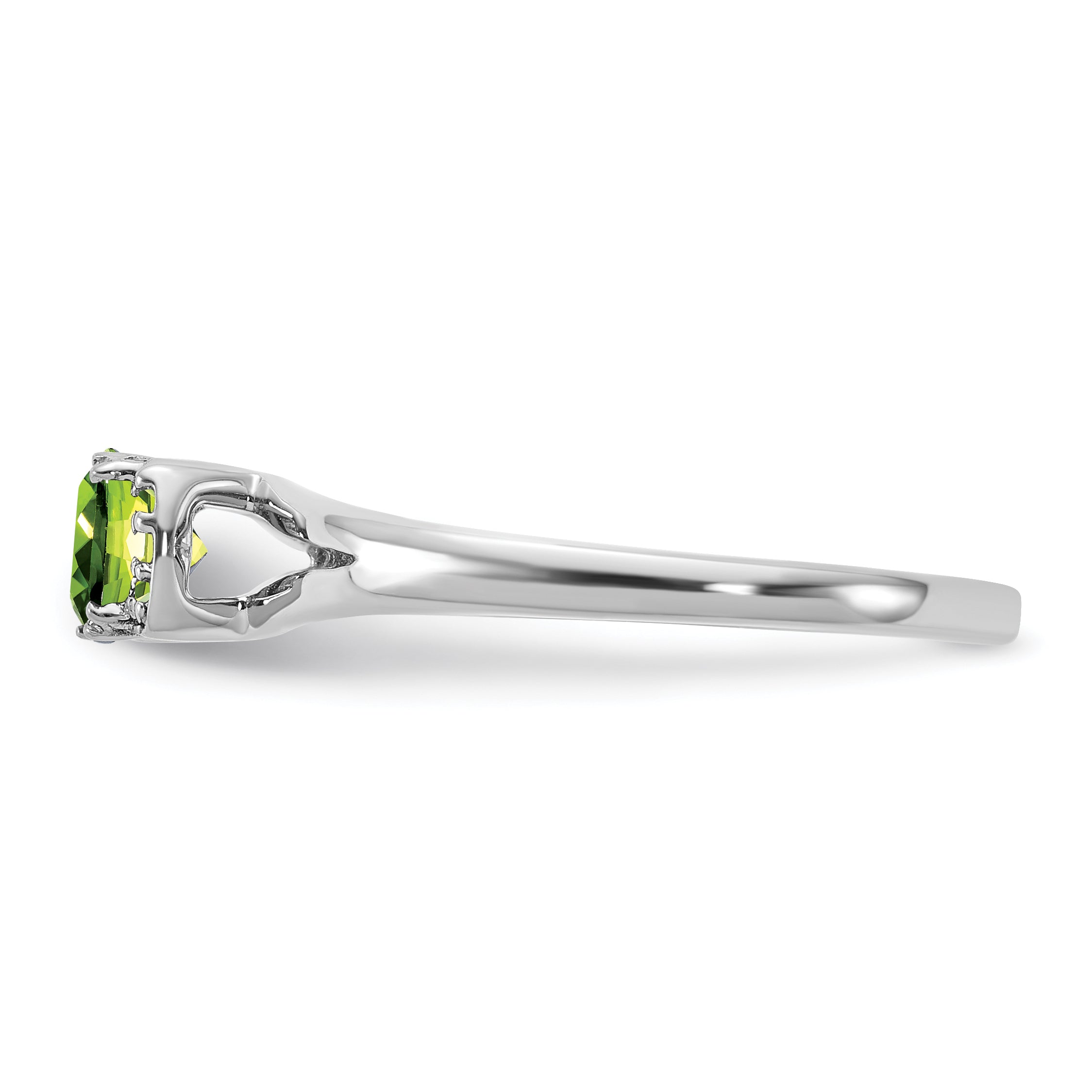 14K White Gold Polished Diamond and Peridot Fashion Ring