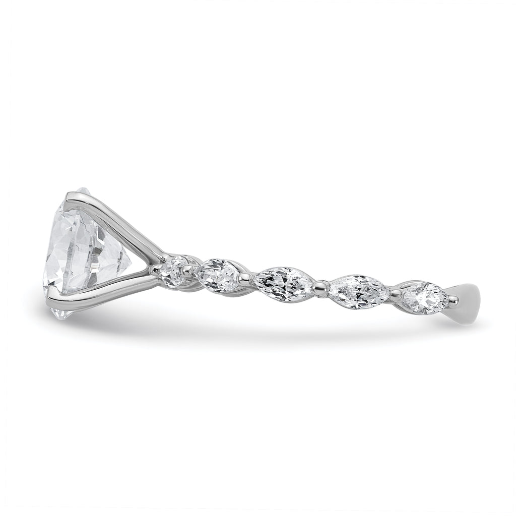True Origin 14k White Gold 5/8 carat Lab Grown Diamond VS+ F+ Round Semi Mount Engagement Ring