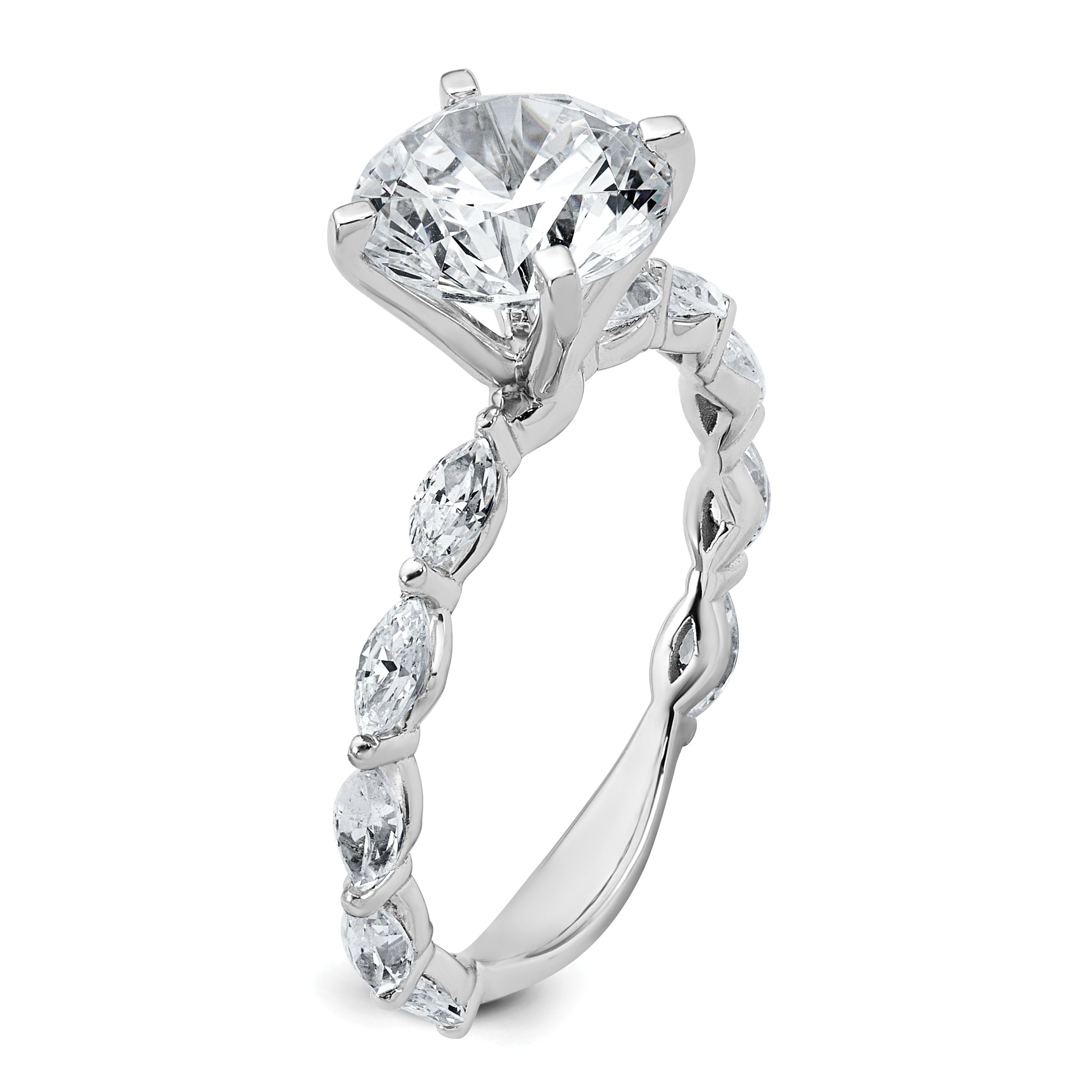 True Origin 14k White Gold 5/8 carat Lab Grown Diamond VS+ F+ Round Semi Mount Engagement Ring
