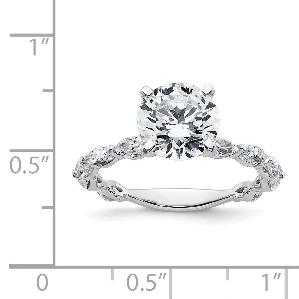 True Origin 14k White Gold 5/8 carat Lab Grown Diamond VS+ F+ Round Semi Mount Engagement Ring