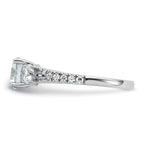True Origin 14k White Gold 5/8 carat Lab Grown Diamond VS+ F+ 1 carat Center Round Semi Mount Three Stone Engagement Ring