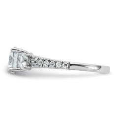 True Origin 14k White Gold 5/8 carat Lab Grown Diamond VS+ F+ 1 carat Center Round Semi Mount Three Stone Engagement Ring