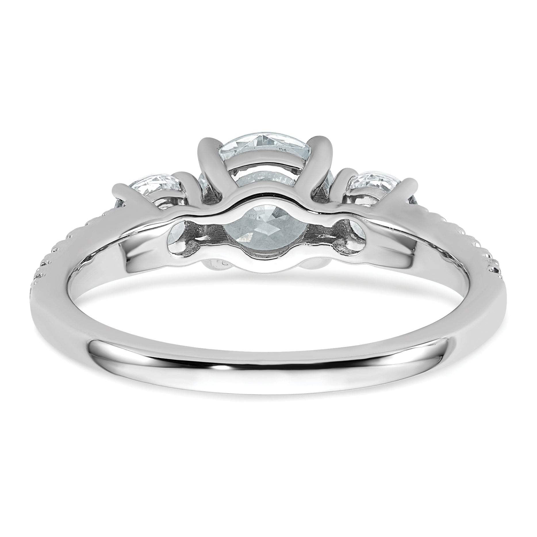 True Origin 14k White Gold 5/8 carat Lab Grown Diamond VS+ F+ 1 carat Center Round Semi Mount Three Stone Engagement Ring