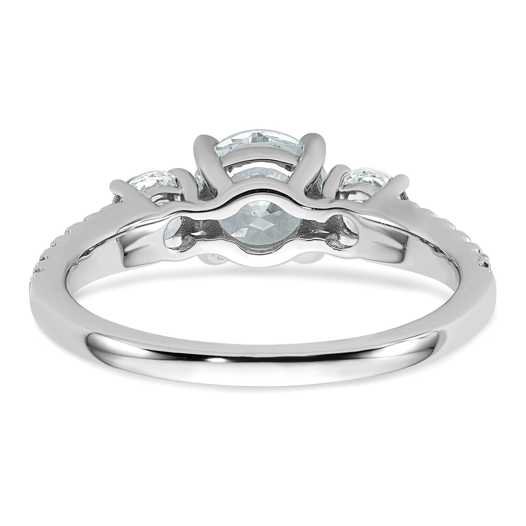 True Origin 14k White Gold 5/8 carat Lab Grown Diamond VS+ F+ 1 carat Center Round Semi Mount Three Stone Engagement Ring
