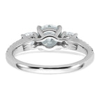 True Origin 14k White Gold 5/8 carat Lab Grown Diamond VS+ F+ 1 carat Center Round Semi Mount Three Stone Engagement Ring