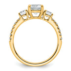True Origin 14k 5/8 carat Lab Grown Diamond VS+ F+ 1 carat Center Round Semi Mount Three Stone Engagement Ring
