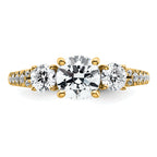 True Origin 14k 5/8 carat Lab Grown Diamond VS+ F+ 1 carat Center Round Semi Mount Three Stone Engagement Ring