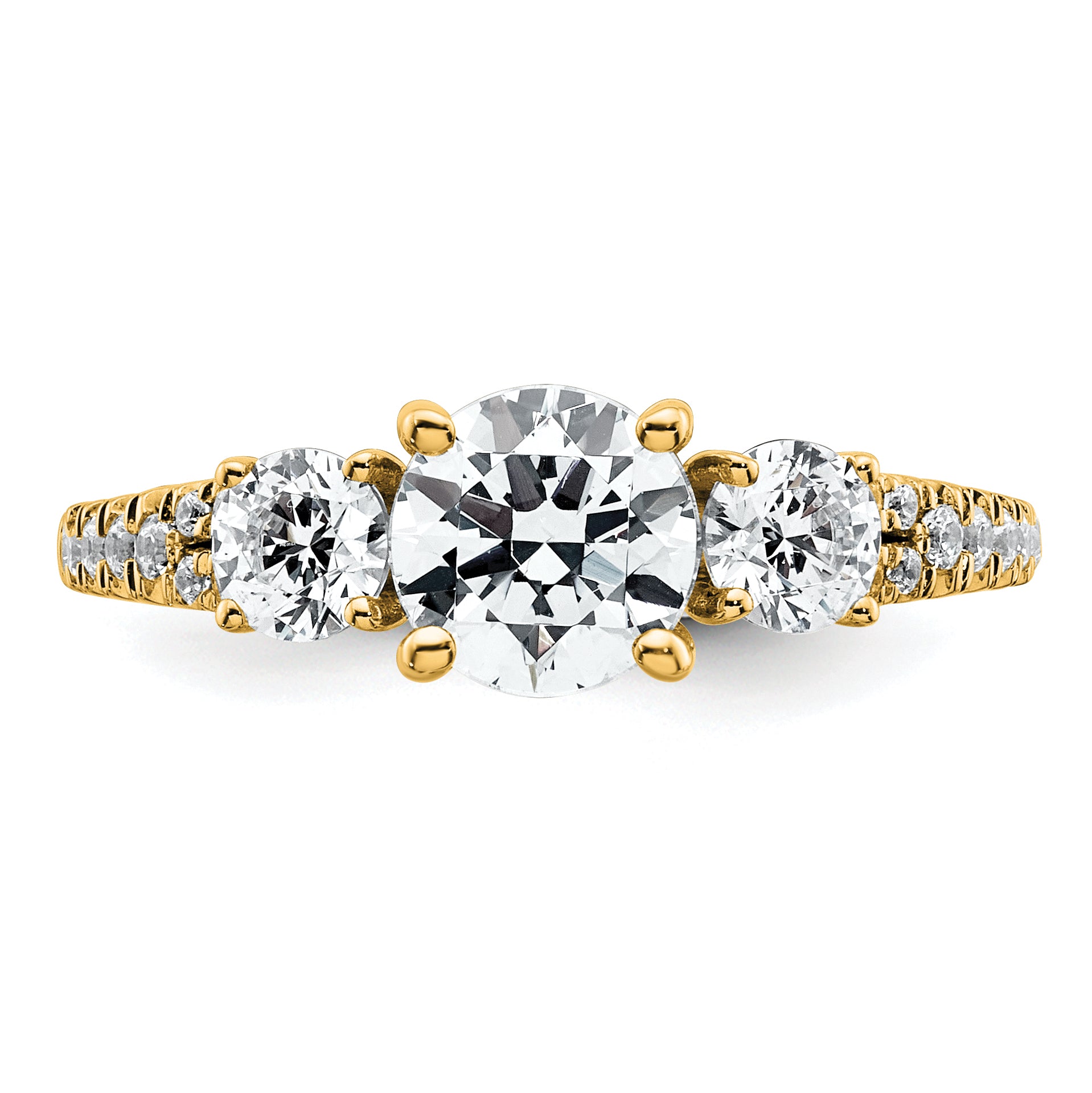 True Origin 14k 5/8 carat Lab Grown Diamond VS+ F+ 1 carat Center Round Semi Mount Three Stone Engagement Ring