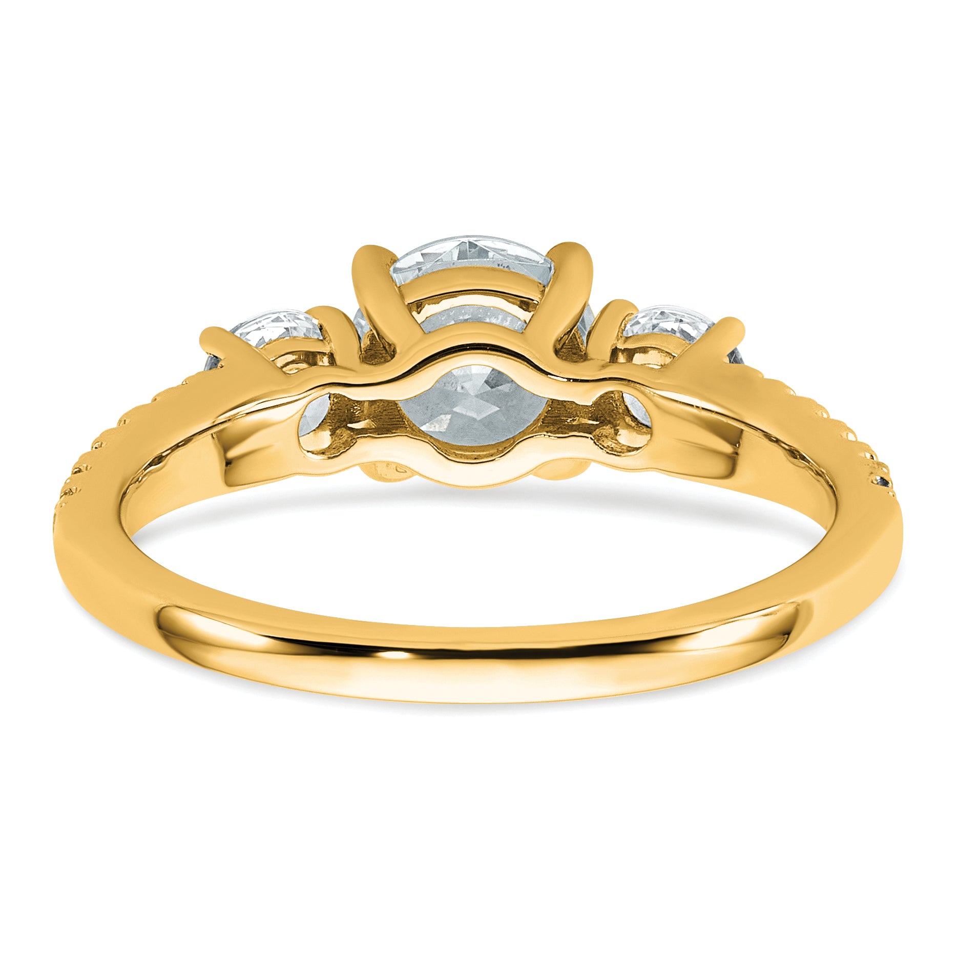 True Origin 14k 5/8 carat Lab Grown Diamond VS+ F+ 1 carat Center Round Semi Mount Three Stone Engagement Ring