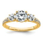 True Origin 14k 5/8 carat Lab Grown Diamond VS+ F+ 1 carat Center Round Semi Mount Three Stone Engagement Ring