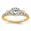 True Origin 14k 5/8 carat Lab Grown Diamond VS+ F+ 1 carat Center Round Semi Mount Three Stone Engagement Ring