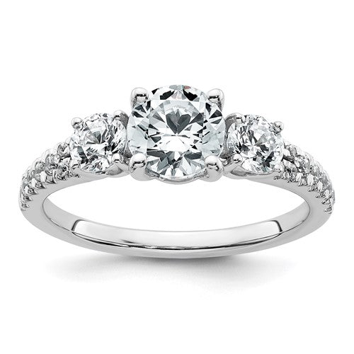 Round Three-Stone Lab-Grown Diamond Engagement Ring in 14K White Gold (1 5/8 ct. tw.), Size 7 - Sophia Jewelers