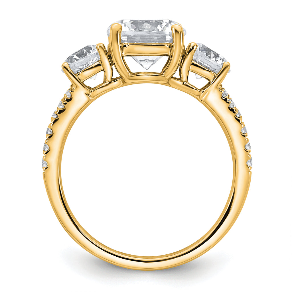 True Origin 14k 1 1/5 carat Lab Grown Diamond VS+ F+ 1 carat Center Round Semi Mount Three Stone Engagement Ring