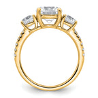 True Origin 14k 1 1/5 carat Lab Grown Diamond VS+ F+ 1 carat Center Round Semi Mount Three Stone Engagement Ring