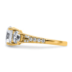 True Origin 14k 1 1/5 carat Lab Grown Diamond VS+ F+ 1 carat Center Round Semi Mount Three Stone Engagement Ring