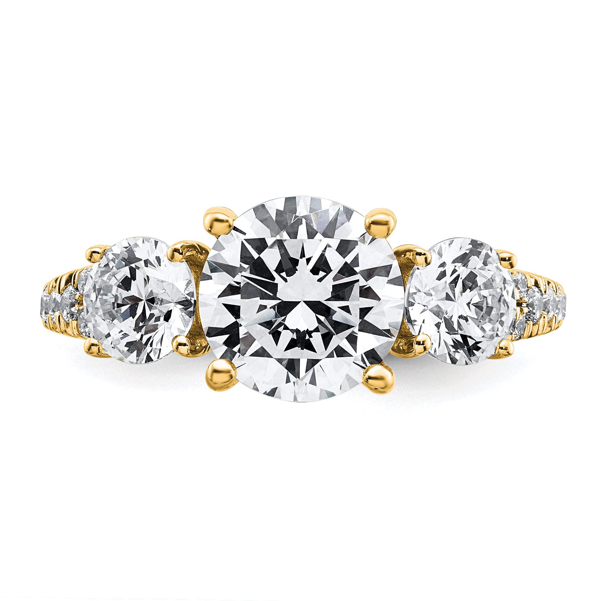 True Origin 14k 1 1/5 carat Lab Grown Diamond VS+ F+ 1 carat Center Round Semi Mount Three Stone Engagement Ring