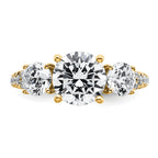 True Origin 14k 1 1/5 carat Lab Grown Diamond VS+ F+ 1 carat Center Round Semi Mount Three Stone Engagement Ring