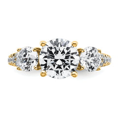 True Origin 14k 1 1/5 carat Lab Grown Diamond VS+ F+ 1 carat Center Round Semi Mount Three Stone Engagement Ring