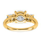 True Origin 14k 1 1/5 carat Lab Grown Diamond VS+ F+ 1 carat Center Round Semi Mount Three Stone Engagement Ring