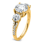 True Origin 14k 1 1/5 carat Lab Grown Diamond VS+ F+ 1 carat Center Round Semi Mount Three Stone Engagement Ring