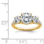 True Origin 14k 1 1/5 carat Lab Grown Diamond VS+ F+ 1 carat Center Round Semi Mount Three Stone Engagement Ring