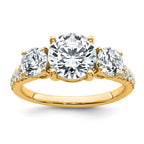 True Origin 14k 1 1/5 carat Lab Grown Diamond VS+ F+ 1 carat Center Round Semi Mount Three Stone Engagement Ring