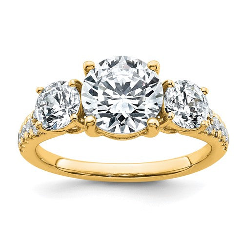 Three-Stone Lab-Grown Diamond Engagement Ring in 14K Yellow Gold (3 1/5 ct. tw.), Size 7 - Sophia Jewelers