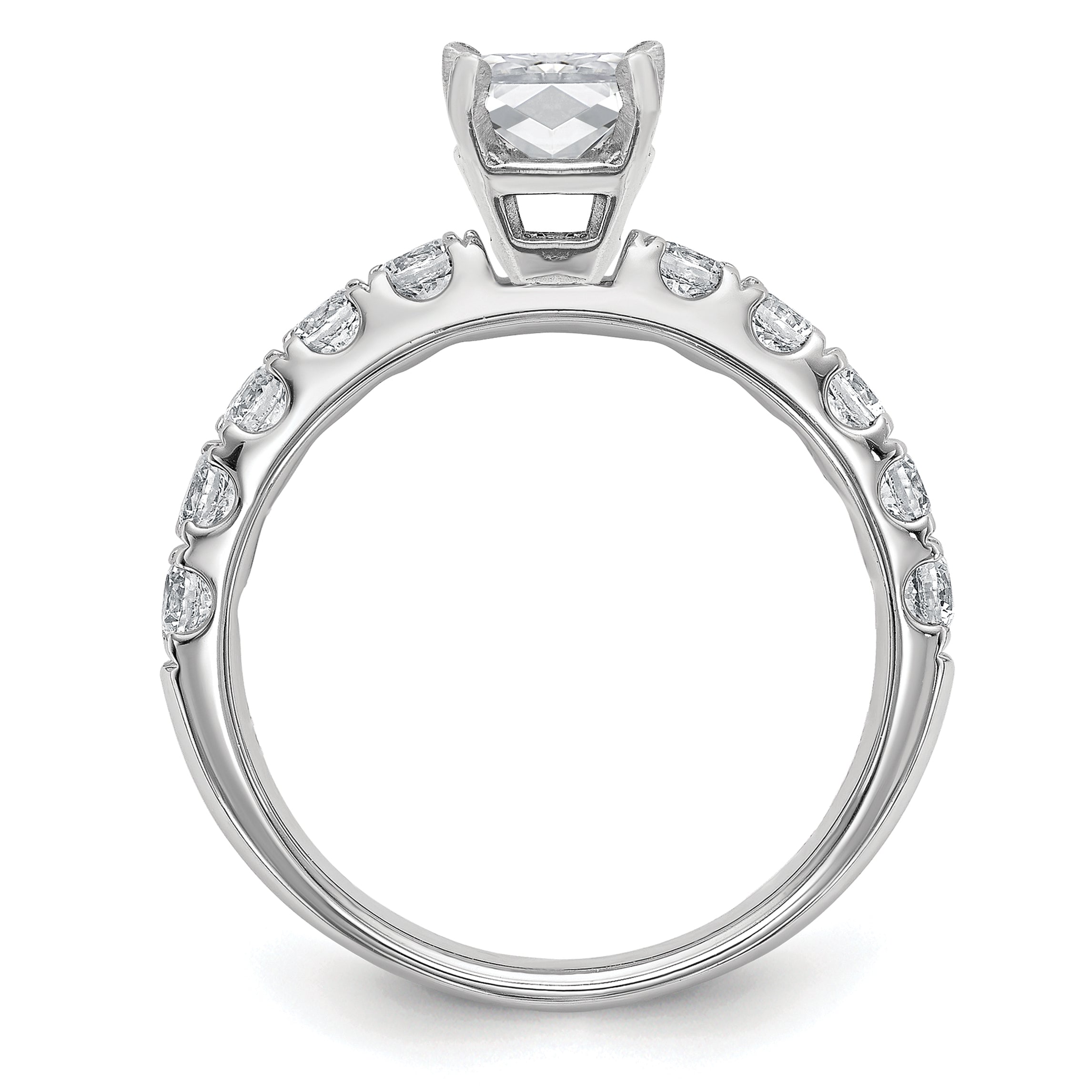 14k White Gold Certified 1 3/4 carat Lab Grown Diamond VS+ F+ Emerald Complete Engagement Ring Secondary image