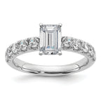 14k White Gold Certified 1 3/4 carat Lab Grown Diamond VS+ F+ Emerald Complete Engagement Ring