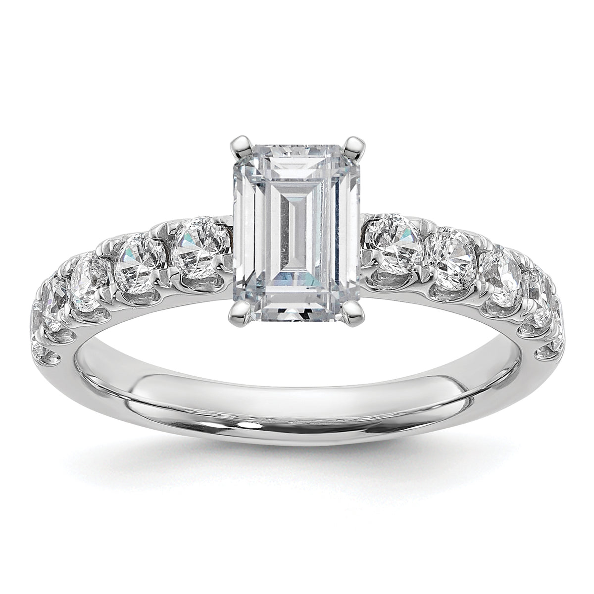 14k White Gold Certified 1 3/4 carat Lab Grown Diamond VS+ F+ Emerald Complete Engagement Ring