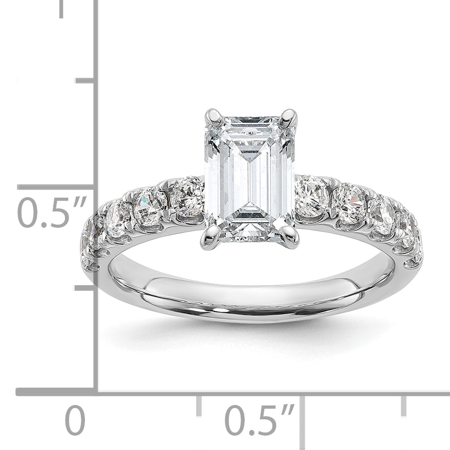 14k White Gold Certified 2 1/5 carat Lab Grown Diamond VS+ F+ Emerald Complete Engagement Ring Secondary image