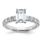 14k White Gold Certified 2 1/5 carat Lab Grown Diamond VS+ F+ Emerald Complete Engagement Ring