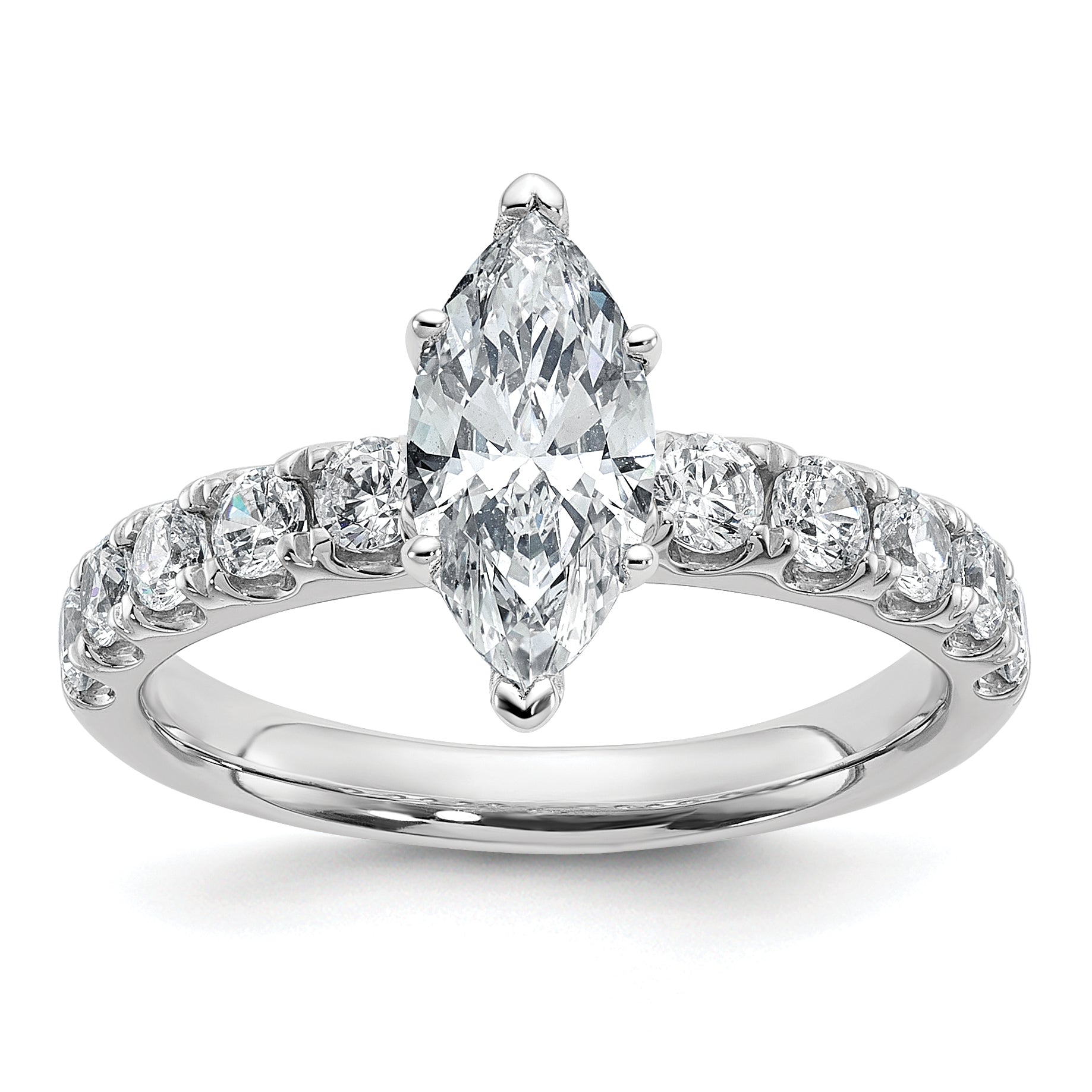 14k Certified 1 3/4 carat Lab Grown Diamond VS+ F+ Marquise Complete Engagement Ring Main image