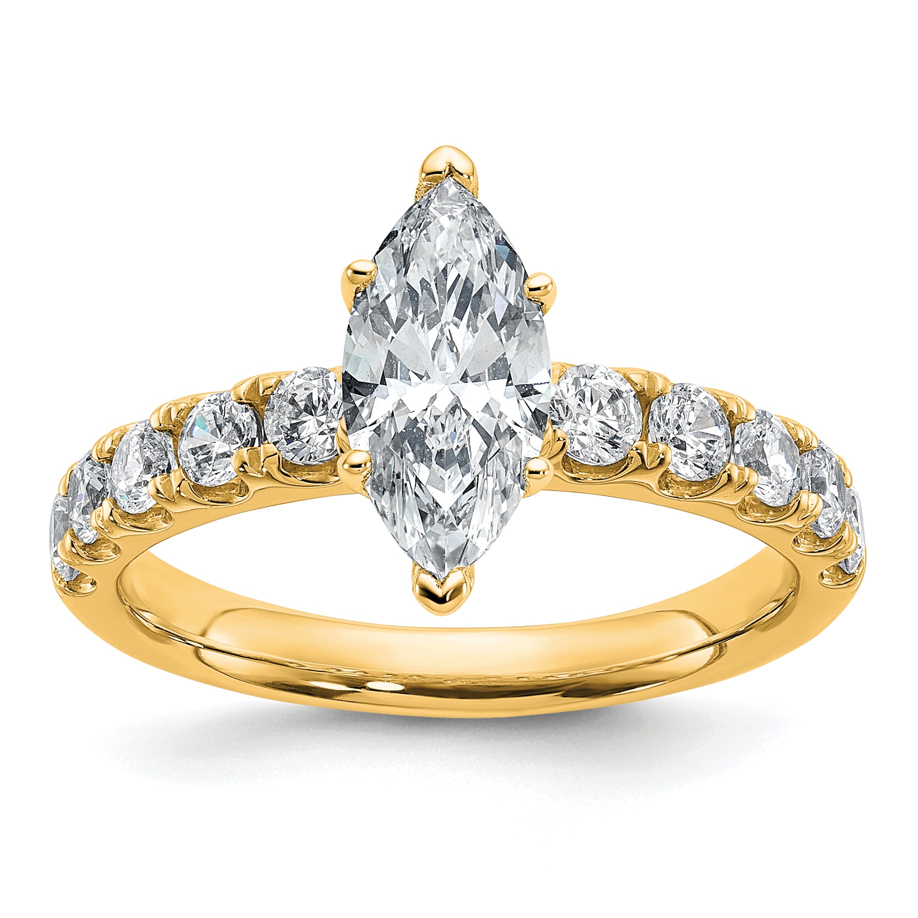 14k Certified 1 3/4 carat Lab Grown Diamond VS+ F+ Marquise Complete Engagement Ring Main image