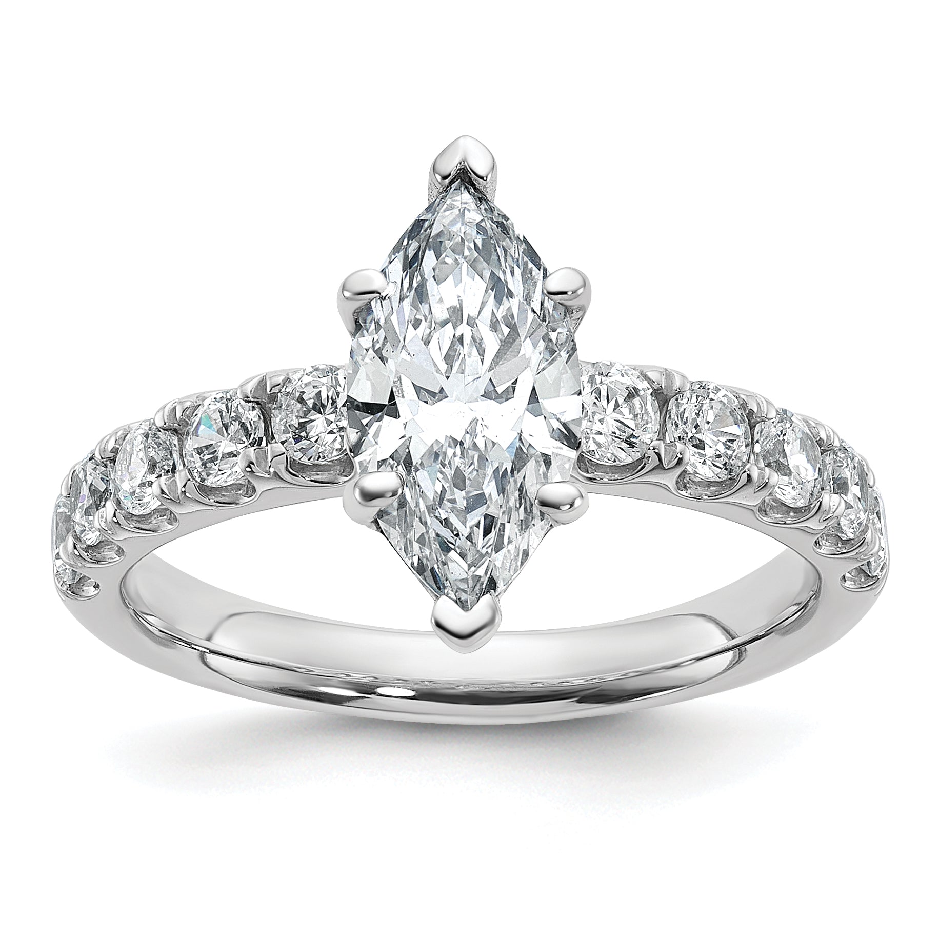 14k Certified 2 1/5 carat Lab Grown Diamond VS+ F+ Marquise Complete Engagement Ring Main image