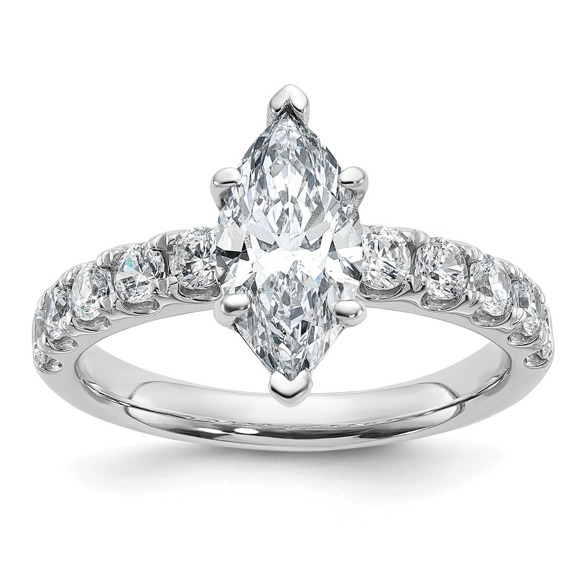 14k Certified 2 1/5 carat Lab Grown Diamond VS+ F+ Marquise Complete Engagement Ring