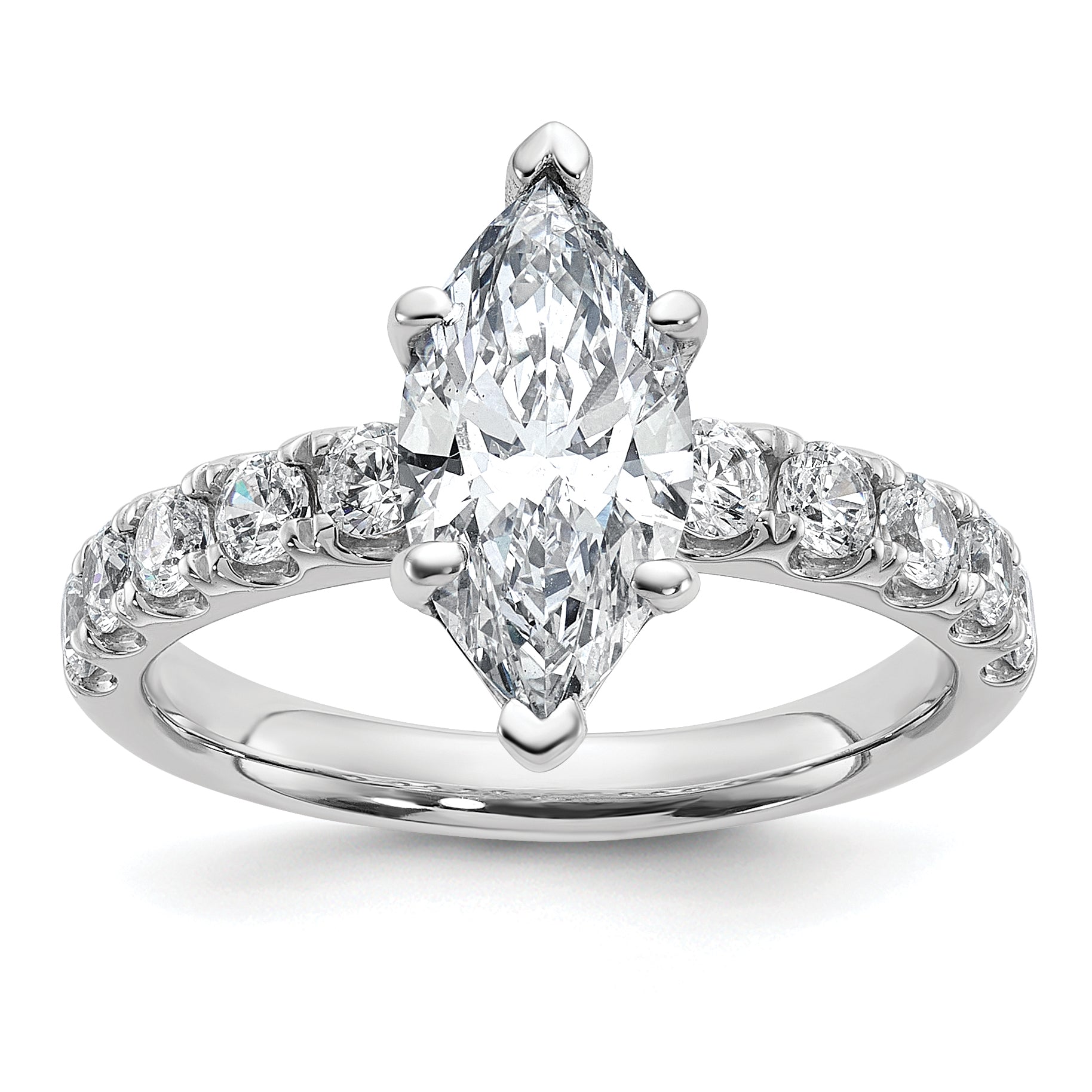 14k Certified 2 3/4 carat Lab Grown Diamond VS+ F+ Marquise Complete Engagement Ring Main image