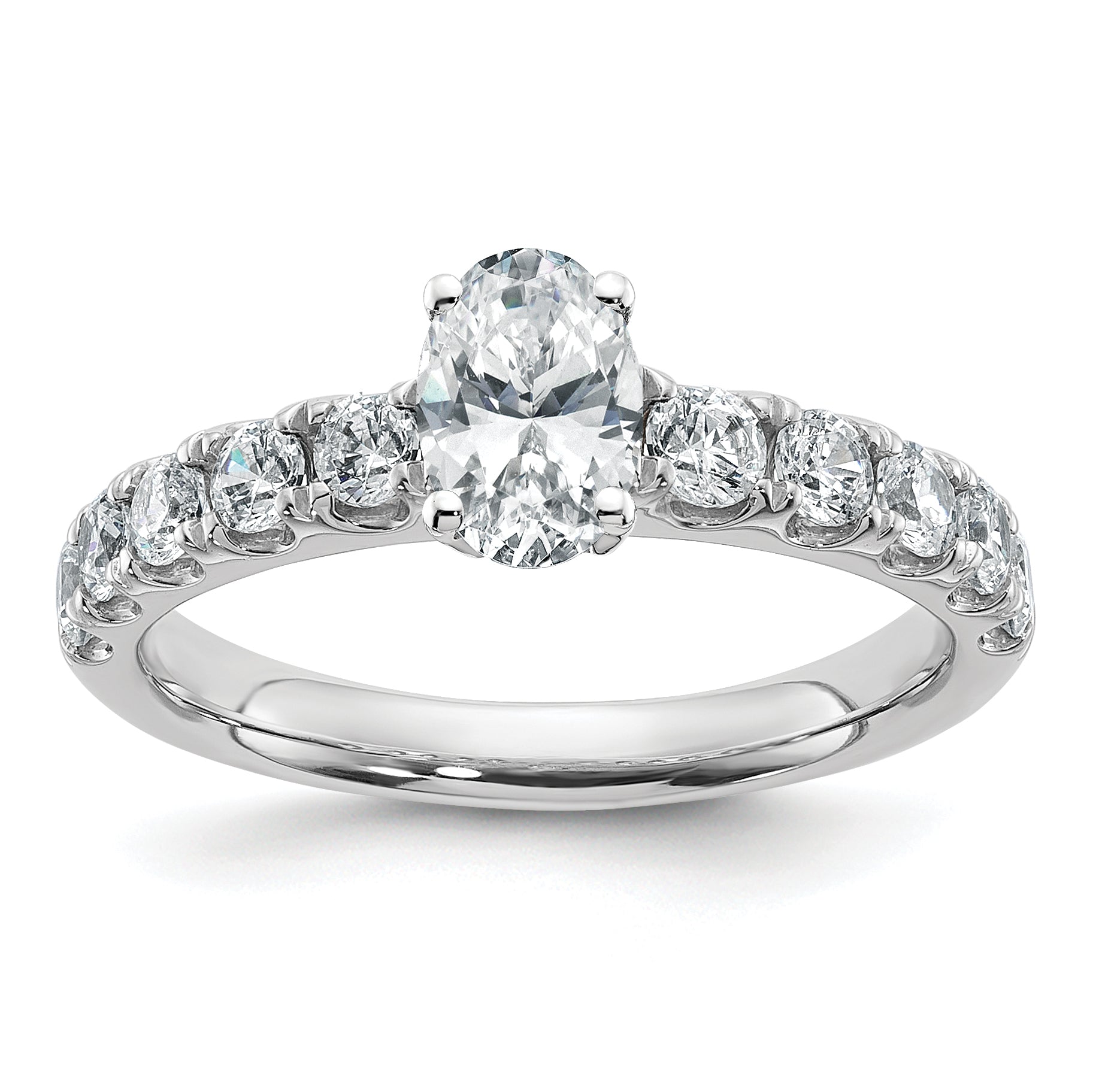 14k White Gold Certified 1 3/4 carat Lab Grown Diamond VS+ F+ Oval Complete Engagement Ring Main image