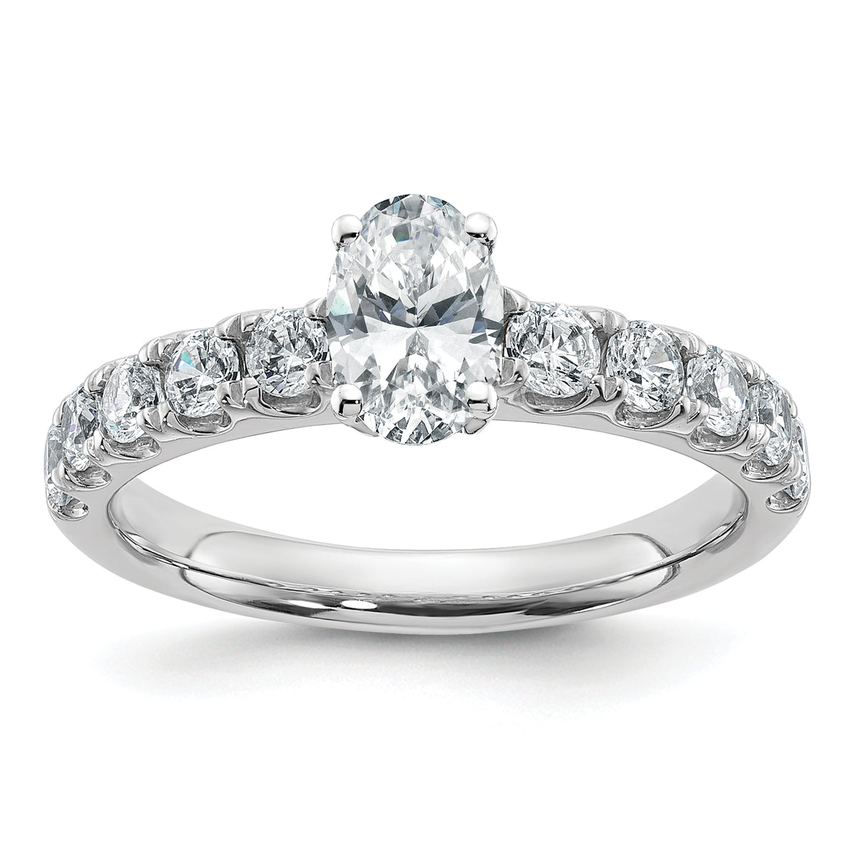 14k White Gold Certified 1 3/4 carat Lab Grown Diamond VS+ F+ Oval Complete Engagement Ring