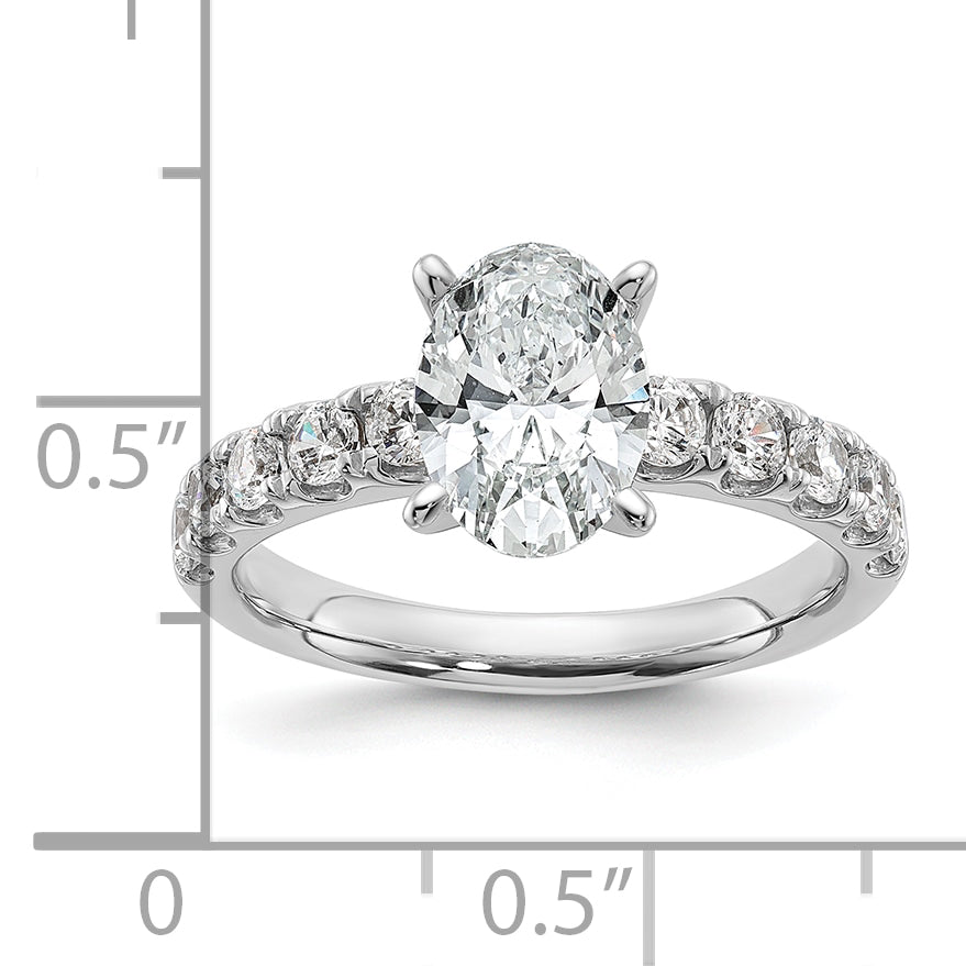 14k White Gold Certified 2 1/4 carat Lab Grown Diamond VS+ F+ Oval Complete Engagement Ring Secondary image