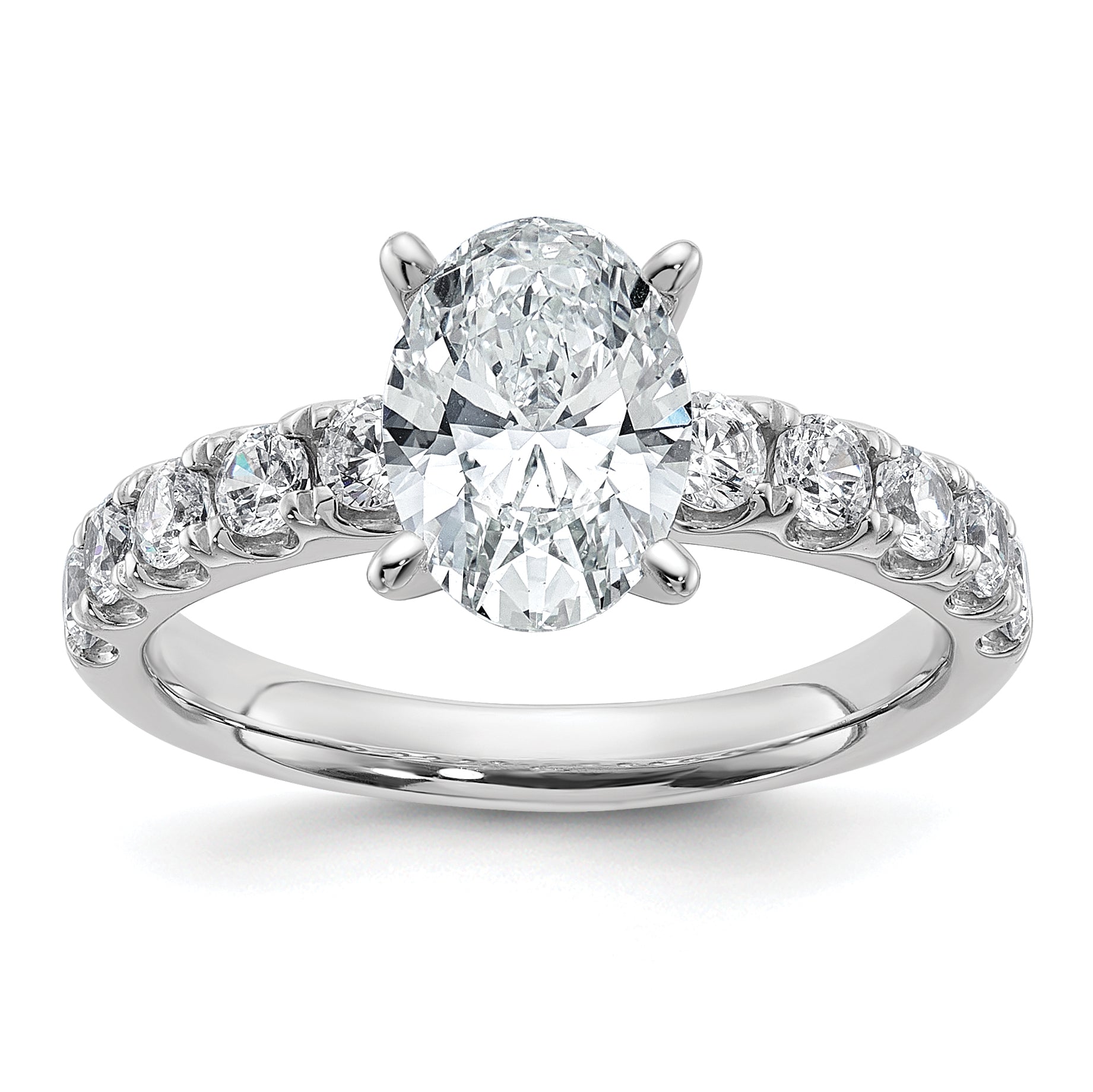 14k White Gold Certified 2 1/4 carat Lab Grown Diamond VS+ F+ Oval Complete Engagement Ring Main image