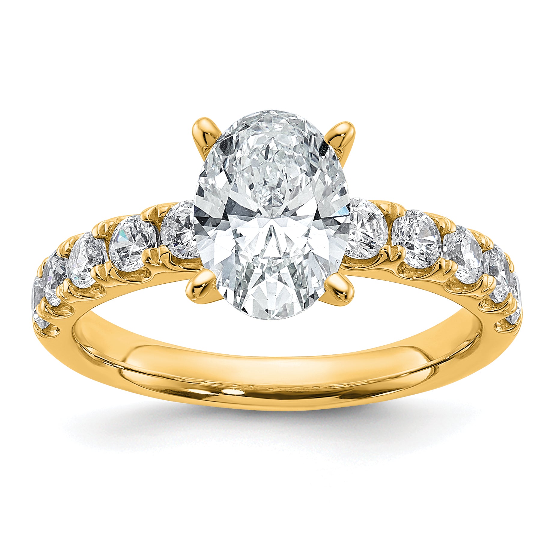 14k Certified 2 1/4 carat Lab Grown Diamond VS+ F+ Oval Complete Engagement Ring Main image