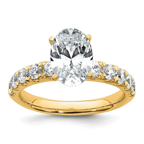 Oval Lab-Grown Diamond Engagement Ring in 14K Yellow Gold (2 3/4 ct. tw., VS+ F+), Size 7 - Sophia Jewelers